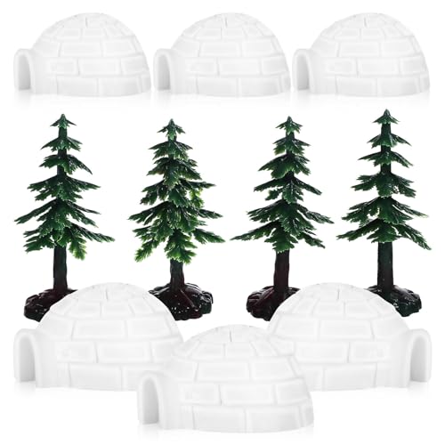 Supvox Mini-Iglu-Spielzeug Mit Baum: 1 Set Realistische Arktische Figuren Kunststoff-Iglu-Eishausmodelle Mini-Weihnachtsbäume Polar-Iglu-Kuchenaufsatz Für Sandtischdekorationen von Supvox
