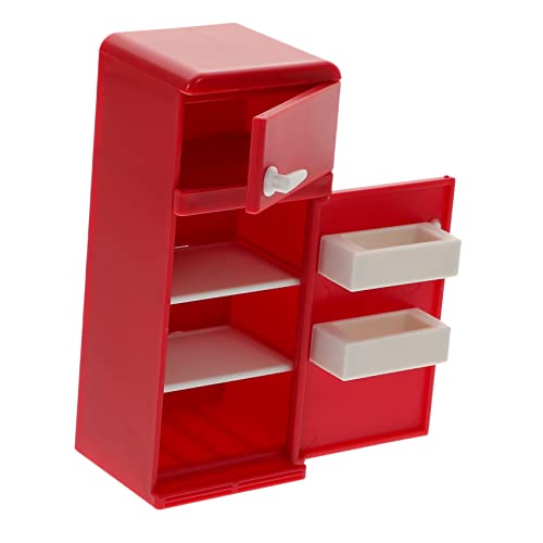 Supvox Mini-Schlafzimmer-Accessoires Minikühlschrank Zum Basteln Mini-kühlschrank-Ornament Küchenminiaturen Fotografie-Modell-kühlschrank Miniaturen Zum Basteln Rot Plastik von Supvox