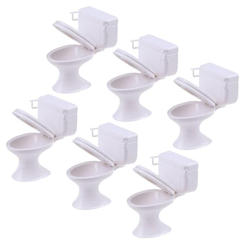 Supvox Mini-Toilettensitz-Spielzeug – Puppenhausmöbel 6 Stück Miniatur-Badezimmer-Toilettenmodelle Im Maßstab 1:12 Tortenaufsatz Dekor Für Kinder Rollenspielzeug von Supvox