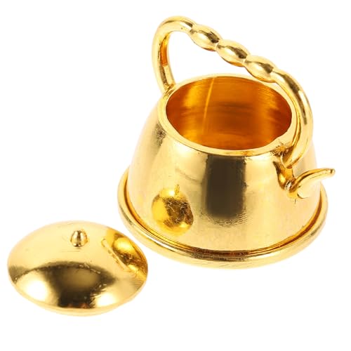Supvox Mini- Winzig Rosa Büro Drinnen Miniatur Dekorativ Dekoration Wasserkocher Ornament Modell Kleiner Teekessel Kleine Metall Golden von Supvox
