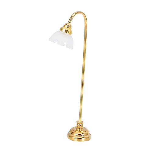 Supvox Mini-stehlampe Klein Mini-lampenmodell Leben Lampe Miniatur Boden Modern Retro Miniatur-szenenmöbel Dekoration Winzig Kabellos Schreibtischlampe Vintage-deko Metall Golden von Supvox