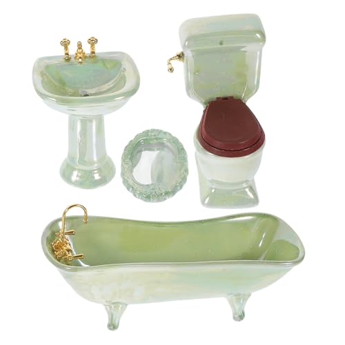 Supvox Miniatur Badezimmermöbel Teilig Keramik in Hellgrün Puppenhaus Badewanne Toilette Waschbecken und Spiegel Kleine Duschraum Accessoires für Puppenhaus Detailgetreu und Handlich Supvox Miniatur Badezimmermöbel Teilig Keramik in Hellgrün Puppenhaus Badewanne Toilette Waschbecken und Spiegel Kleine Duschraum Accessoires für Puppenhaus Detailgetreu und Handlich von Supvox