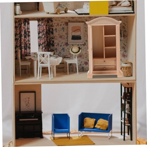 Supvox Miniatur Holz Kleiderschrank Modell Maßstab Puppenhaus Möbel Handgefertigt Naturholz Miniaturmöbel Dekoration für Kreatives von Supvox