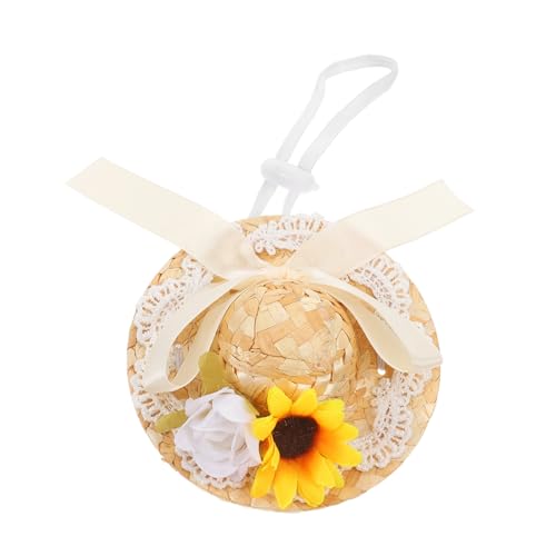 Supvox Miniatur Hutfür Puppen Woven Rattan Sommerhut mit Innendurchmesser Handgemachter Dekohut für Puppen für Partys und Fotografie von Supvox