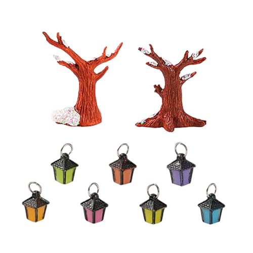 Supvox Miniatur Modellbäume mit LED Lichtern und Bäumen Realistische Micro Landschaftsbäume für Sandtisch DIY Resin Miniatur Bäume Modellbau Kreative Mikro Landschaftsdekoration von Supvox