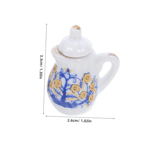 Supvox Miniatur Porzellan Teeservice Set mit Blumenmuster Mini Keramik Teetassen und Teller Puppenhaus Dekoration Zubehör Tragbar und Vielseitig für DIY und Spiel von Supvox