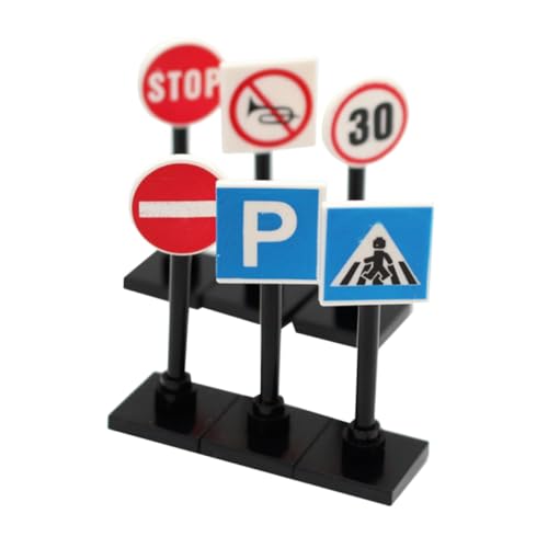 Supvox Miniatur Puppenhaus Verkehrsschilder Set Teiliges Straßensperren und Verkehrszeichen Pädagogisch für Sichere Glatte Oberfläche für Lernspiele und Sandtisch Dekoration von Supvox