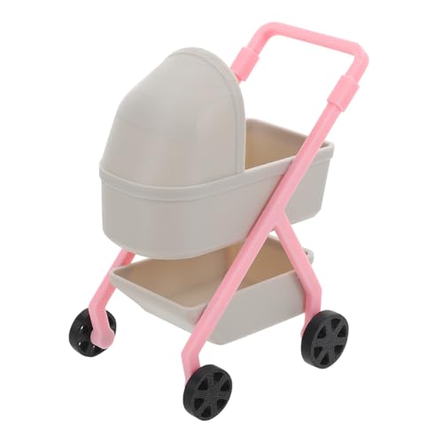 Supvox Miniatur Puppenwagen aus Stabilem Kunststoff Detailgetreuer für Puppenhaus Dekoration Langlebig und Kindersicher Grauer Pram von Supvox