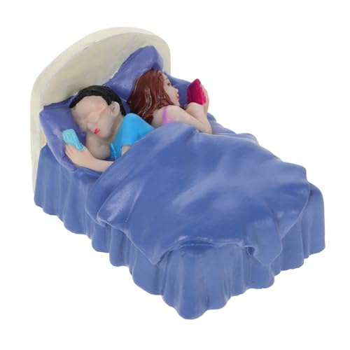 Supvox Miniatur Resin Figurine Liegend im Bett mit Smartphones Realistische Deko Hausbett Ornament Fördert Kreativität und Beziehungsaufbau Vielseitig für Erwachsene von Supvox