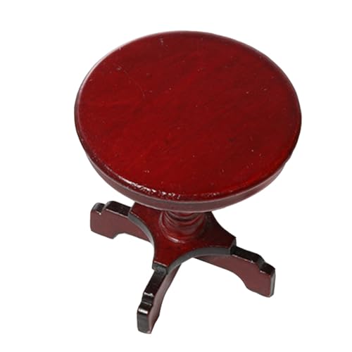 Supvox Miniatur Runder Holztisch Puppenhaus Möbel Modell Rot Detailreiche Miniaturmöbel Dekoration für Puppenhaus Geeignet für Miniaturgärten und Wohnszenen von Supvox