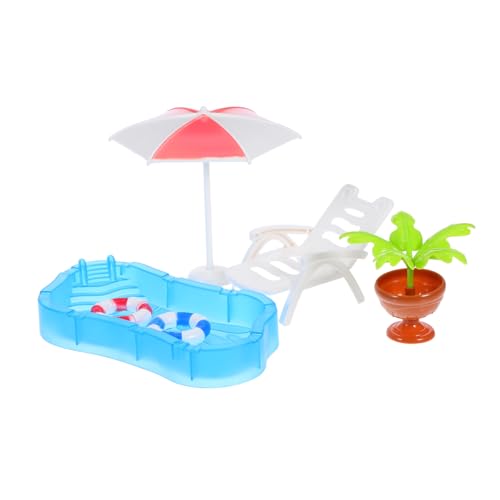 Supvox Miniatur Schwimmbad Set für Puppenhaus Realistische Strandmöbel mit Sonnenschirm Liegestuhl und Schwimmring Farbige Kunststoffmodelle für DIY Garten und Kinderspielzeug Supvox Miniatur Schwimmbad Set für Puppenhaus Realistische Strandmöbel mit Sonnenschirm Liegestuhl und Schwimmring Farbige Kunststoffmodelle für DIY Garten und Kinderspielzeug von Supvox