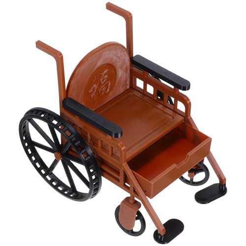 Supvox Miniatur Wheelchair für Bjd Puppen Realistisches Puppenhaus Zubehör mit und Krücke für Rollenspiele und Kreative Geschichten Kompatibel mit Verschiedenen Puppengrößen von Supvox