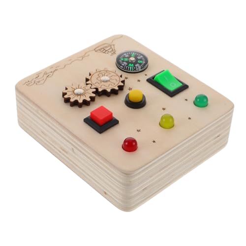 Supvox Montessori Holz Busy Board mit LED Licht und Schaltern Pädagogisches Motorikspielzeug für Kleinkinder Lernspielzeug zur Farberkennung und Feinmotorikförderung von Supvox