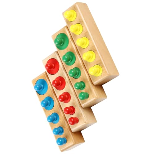 Supvox Montessori Holz Zylinderblöcke Glatt Lackiert Pädagogisches Steckspielzeug für Kleinkinder zur Farb Formerkennung Leicht Tragbar Sicher ohne Scharfe Kanten von Supvox