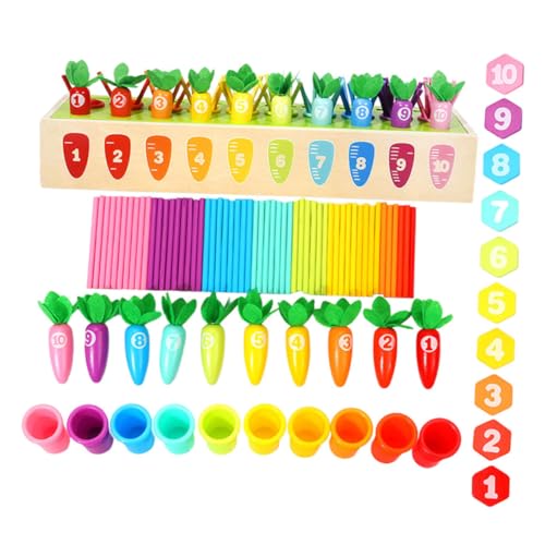 Supvox Montessori Holzspielzeug Karotten Zahlen Sortierspiel für Kleinkinder Ab Jahr Buntes Lernspiel Kognition Aufmerksamkeit und Feinmotorik Sicher und Langlebig von Supvox