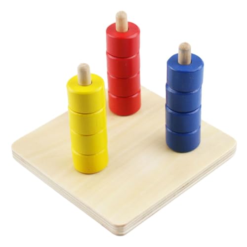 Supvox Montessori Holzspielzeug Stapelringe Farben Pädagogisches Sortierspielzeug für Kleinkinder Fördert Logisches Kreativität und Feinmotorik von Supvox