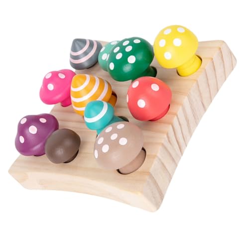 Supvox Montessori Holzspielzeug für Kleinkinder Lernspielzeug zur Formensortierung Zahlenzuordnung und Pilzernte Pädagogisches aus Sicherem Holz für Vorschulkinder von Supvox