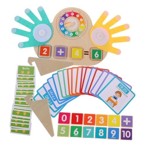 Supvox Montessori Holzspielzeug für Mathematik Lernspielzeug mit Zahlen Addition Subtraktion und Uhr Lernhilfe Buntes Fingerzählspiel für Vorschule und Eltern-Junge Mädchen Interaktion von Supvox