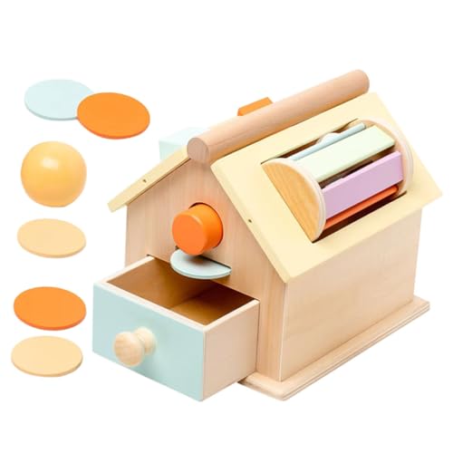 Supvox Montessori Lernspielzeug Holz Ballwurf und Münzbox für Kleinkinder Jahre Motorikförderndes Buntes Einfach zu Spielendes Frühförderungsspielzeug für Junge Mädchen und von Supvox
