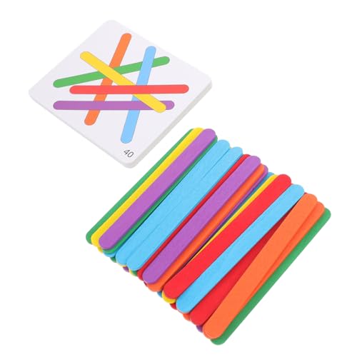 Supvox Montessori Logikspielzeug mit Bunten Stäbchen und Karten Pädagogisches Denkspiel für Ab Jahren Kreativität Problemlösung und Sensorischer Entwicklung von Supvox