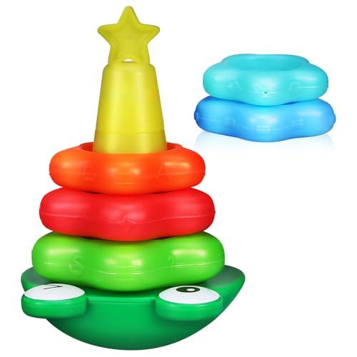 Supvox Montessori Stapelbecher Spielzeug, Spielzeug mit Bunten Ringen, Pädagogisches Koordinationsspielzeug, 6,69 X 4,13 X 4,09 Zoll von Supvox