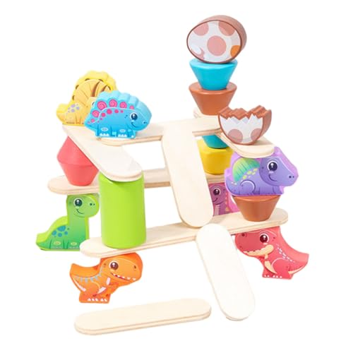 Supvox Multifunktionales Holz Balance Dinosaurier mit Niedlichen Tierblöcken Pädagogisches Stapelspiel für Feinmotorik Geduld und Kommunikation von Supvox