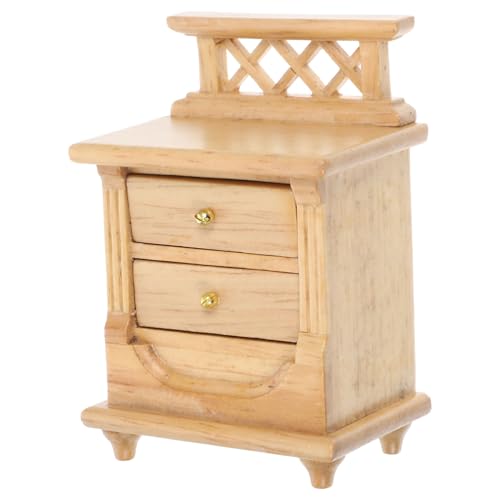 Supvox Nachttisch Modell Niedlicher Kleiner Schrank Kleine Einrichtung Puppe Schlafzimmer Kleine Möbel Aufbewahrung Miniatur Nachttische Khaki Holz von Supvox