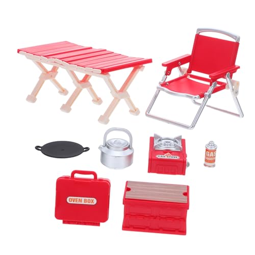 Supvox Outdoor Spielhaus mit Miniatur Gasherd Puppenhaus BBQ Möbel Klappbare Campingstühle und Picknicktisch Pädagogisches Rollenspiel für Jungen und Mädchen DIY Camping Zubehör von Supvox