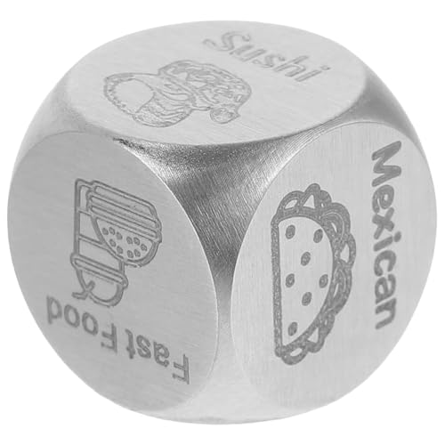 Supvox Partyzubehör Entscheidungswürfel lustig Lebensmittel Unterhaltungswürfel kleine Essenswürfel Partyspielwürfel Spiel Würfel Partywürfel Jubiläumsgeschenke Rostfreier Stahl Silber von Supvox