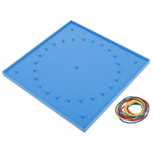Supvox Pegboard Lernspielzeug mit Nagelbrett Blau und Bunten Gummibändern Flexibles Mathe Lernbrett für Grundschule Robustes Geobrett für Mathematischer Fähigkeiten und Kreativer von Supvox