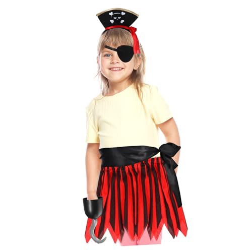 Supvox Piratenkostüm Mädchen Komplettset mit Kleid und Accessoires Strapazierfähiges Material Geeignet für Jahre Alte mit Taillenumfang für Halloween Karneval und Rollenspiele von Supvox