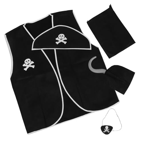 Supvox Piratenkostüm Zubehör für Halloween Piratenhut Weste und Handhaken für Karneval und Cosplay Geeignet für Erwachsene und Leichtes Material Stylisches Design von Supvox