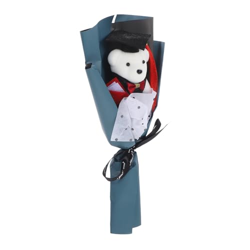 Supvox Plüsch Bärenstrauß Abschlussgeschenk mit Festlicher Kleidung Kuscheltier Bouquet für Grundschule Hochschule Fotorequisite für Abschlussfeier Langlebig und Pflegeleicht von Supvox
