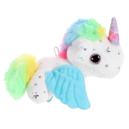 Supvox Plüsch Einhorn Anhänger mit Wedelndem Buntes Kuscheltier für Auto Taschenanhang Weiches Cartoon Tier Schmuckstück Weißes Einhorn zum Aufhängen von Supvox