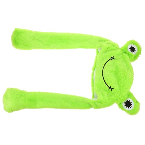 Supvox Plüsch Frosch Hut mit Beweglichen Ohren Cartoon Tiermütze aus Weichem Leichtem Material Unisex Party und Cosplay Kostüm für Jugendliche und Erwachsene von Supvox