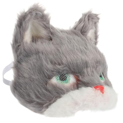 Supvox Plüsch Katzenmaske Cosplay Masquerade Maske Verstellbar Leicht für Halloween Karneval Kostümparty Tiergesicht Dekoration von Supvox