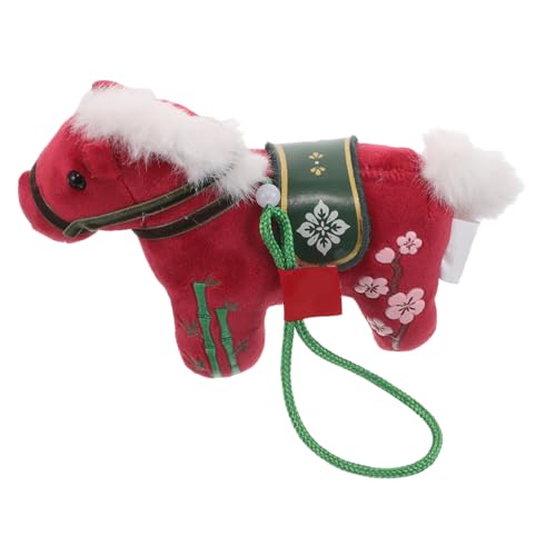 Supvox Plüsch Pferd Anhänger Jahr Glücksbringer Soft Stofftier Stehendes Pferdespielzeug Chinesisches Neujahrsornament Geschenk für Frühlingfest Tasche Schlüsselanhänger von Supvox