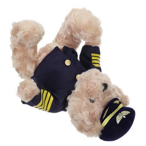 Supvox Plüschbär Weicher Kuschelteddy als Pilot Kostüm für Kleinkinder Kreative Rollenspiele Geschenkidee für Sammler von Supvox