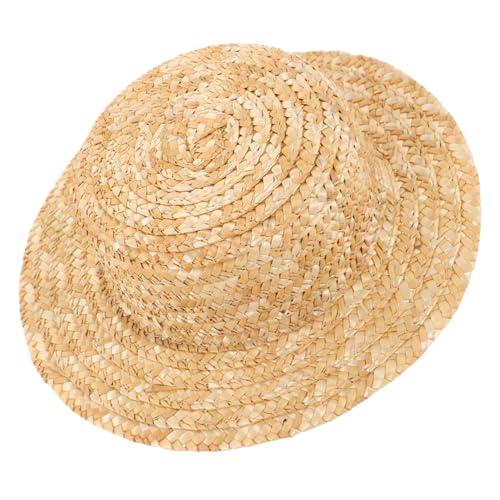 Supvox Puppengrashut Kopfbedeckung Weiß erste Jahrgang winzig extra Festlich Blumen- UV Strohhüte für DIY Mini-Strohhüte Foto -Prop -Zubehör Mini-Hut-DIY-Requisite Miniatur-Zubehör Khaki von Supvox