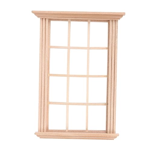 Supvox Puppenhaus Fensterrahmen aus Holz Fach Gitterdesign Kleines Hängendes Miniaturfenster Robuste DIY Dekoration Langlebiges Nicht Verformbares Puppenhaus Zubehör von Supvox
