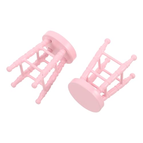 Supvox Puppenhaus Hocker Runder Hoher Sitz aus Echtem Holz Detailgetreues Möbelstück für Kreative Mikro Szene Vielseitig Nutzbar für Wohnzimmer Küche Platzsparendes Design Rosa von Supvox