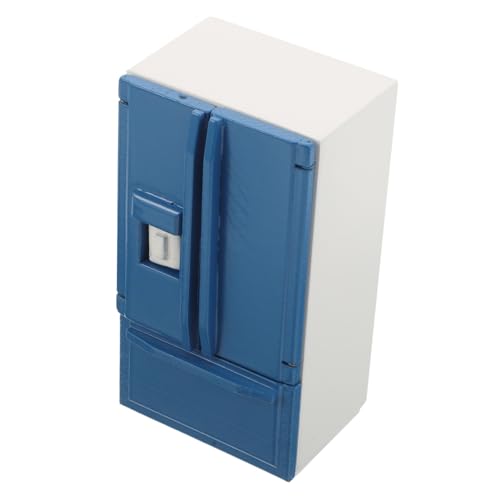 Supvox Puppenhaus Mini Kühlschrank Doppel-tür Simulation Gefrierschrank Küchenmöbel Modell Weiß-blau für Kreative Puppenhaus Szenen und Feinmotorische von Supvox