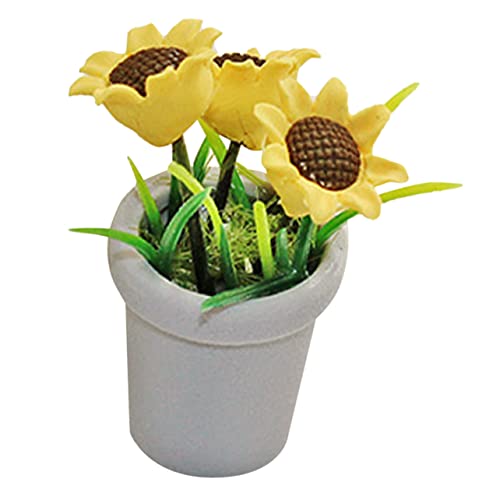Supvox Puppenhaus Topfpflanze Kleines Zuhause Sonnenblumen Kleine Kunstpflanzen DIY Mini Puppenhaus Puppengarten Künstliche Bonsai Dekoration Puppenmöbel Kunsttopfpflanzen von Supvox
