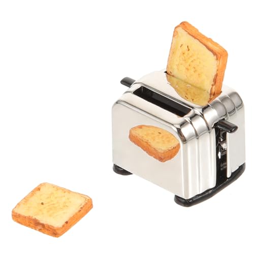 Supvox Puppenhaus-brotbackmaschine Mini-Toaster Für Einen Mikro-brotbackautomaten Simuliertes Küchenspielzeug Spielzeughaus-Layout-zubehör DIY Mini House Kit Metall von Supvox