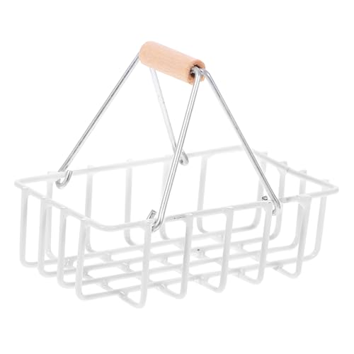 Supvox Puppenhauskorb Einkaufskorb Kleiner Korb Mini-hausbedarf Puppenhaus-mini-Korb Minikorb Mit Griff Tragbarer Mini-Korb Mini-aufbewahrungskörbe Mini-ladenkorb Weiß Eisen von Supvox