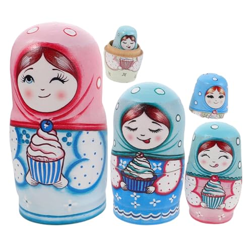 Supvox Puppenverzierung Nistpuppen für Holznistpuppen Russische Nistpuppen Spielzeugpuppe aus Holz für Jungen stapelbare Puppen Handwerk Familienpuppe hölzern von Supvox