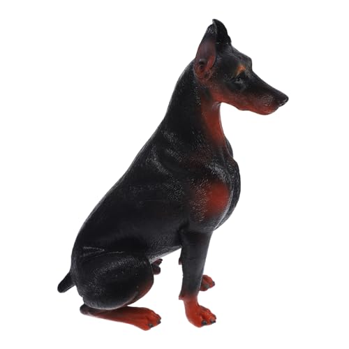 Supvox Realistische Dobermann Figur aus Kunststoff Lebensechte Simulation Leichte Hundeskulptur für Kinderzimmer Dekoration Langlebiges Tiermodell Lernspielzeug von Supvox