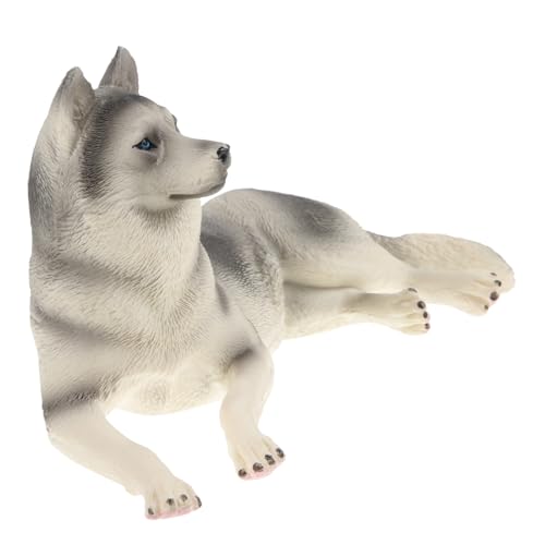 Supvox Realistisches Husky Modell aus Kunststoff Lebensechte Hundefigur Dekoration für Wohnzimmer Büro Kinderzimmer Detailgetreue Pose Langlebig Kindgerechtes Lernspielzeug von Supvox