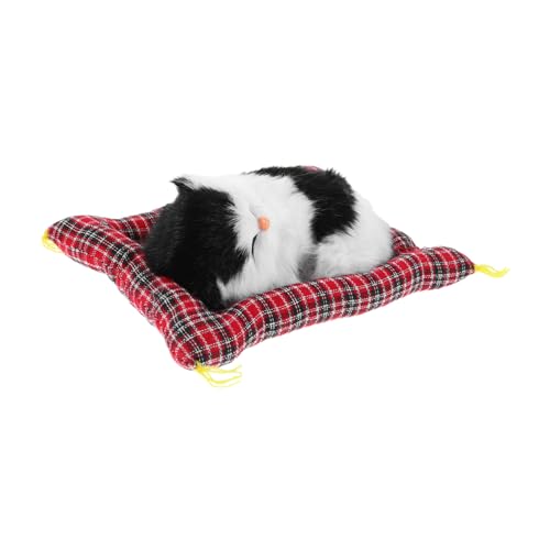 Supvox Realistisches Katzen-stofftier mit Interaktivem Miauen Weiche Plüschkatze mit Schlafkissen Handgefertigte Simulation Katze Dekoratives Kuscheltier für Wohnzimmer Büro Schlafzimmer von Supvox