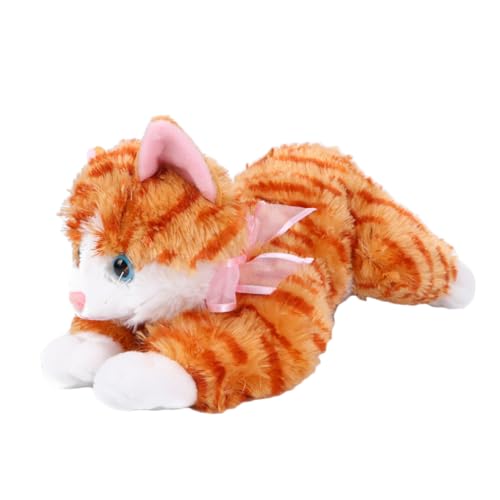 Supvox Realistisches Katzenplüschtier Kuscheltier Weiches Plüsch Lebensechte Katzenfigur Orange als Geburtstagsgeschenk und Dekoration für Zuhause Büro Auto von Supvox